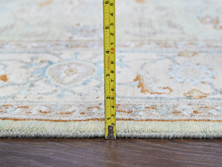 6'2" x 9'0" New Hand Knotted Green Wool Rectangle Oriental Rug - MOA10210584