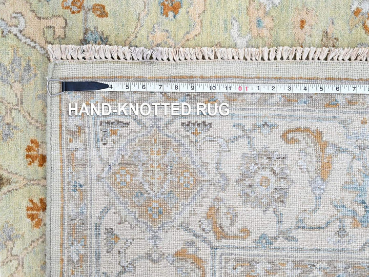 6'2" x 9'0" New Hand Knotted Green Wool Rectangle Oriental Rug - MOA10210584