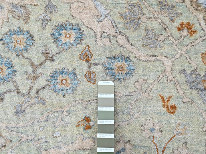 8'0" x 10'0" New Hand Knotted Green Wool Rectangle Oriental Rug - MOA10210585