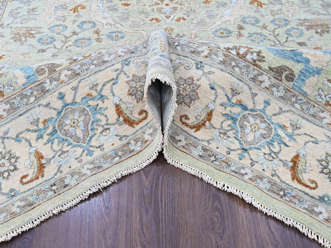 8'0" x 10'0" New Hand Knotted Green Wool Rectangle Oriental Rug - MOA10210586
