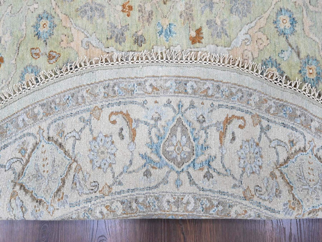 8'0" x 8'2" New Hand Knotted Green Wool Round Oriental Rug - MOA10210587
