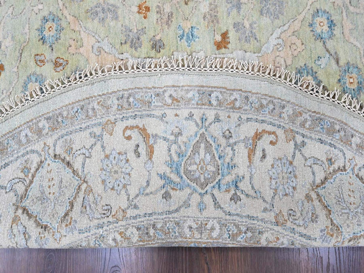 8'0" x 8'2" New Hand Knotted Green Wool Round Oriental Rug - MOA10210587