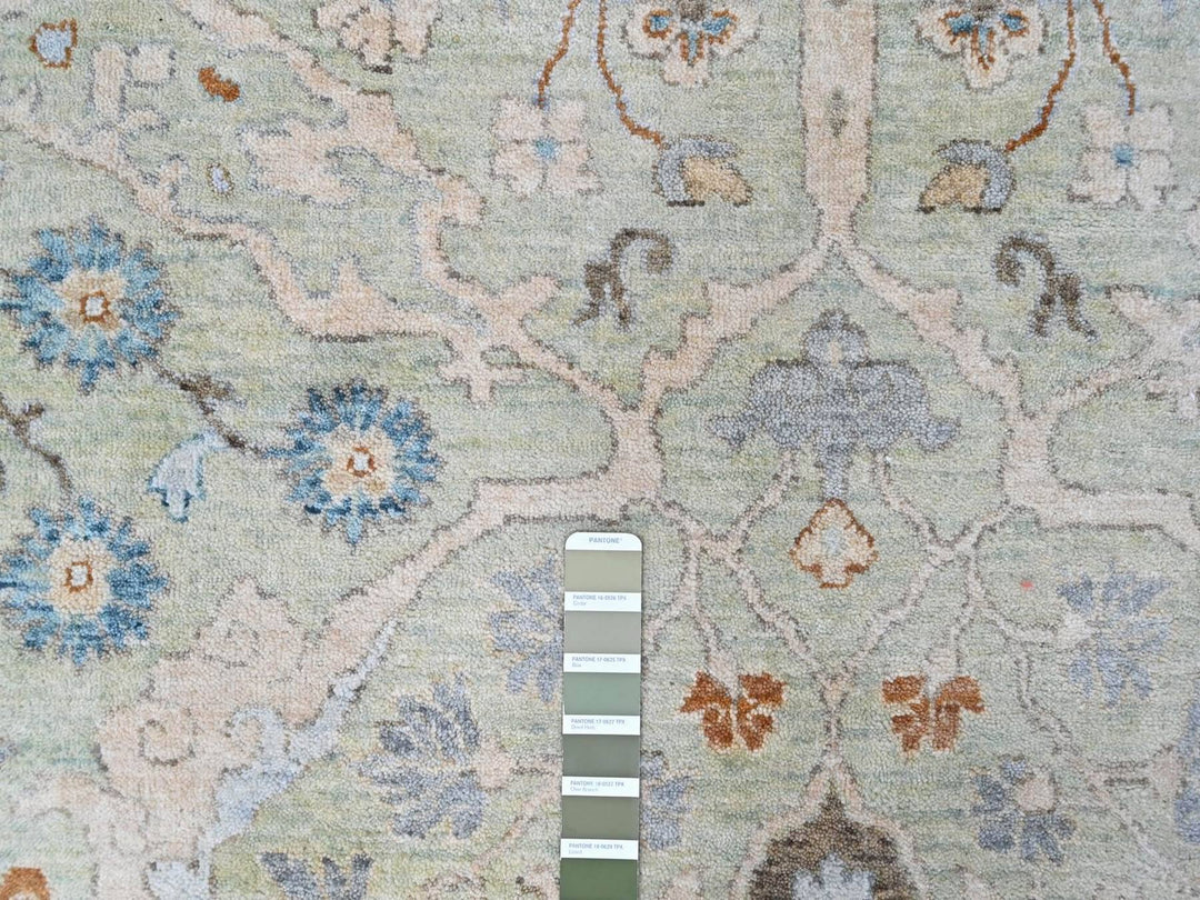 8'0" x 8'2" New Hand Knotted Green Wool Round Oriental Rug - MOA10210587