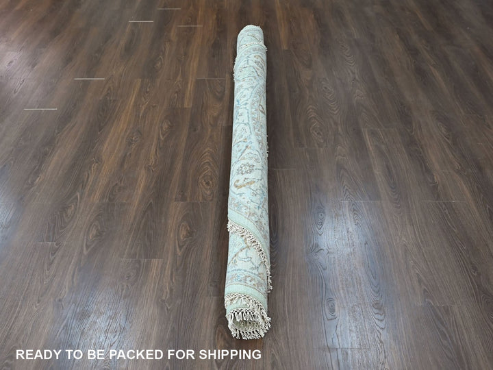 8'0" x 8'2" New Hand Knotted Green Wool Round Oriental Rug - MOA10210587