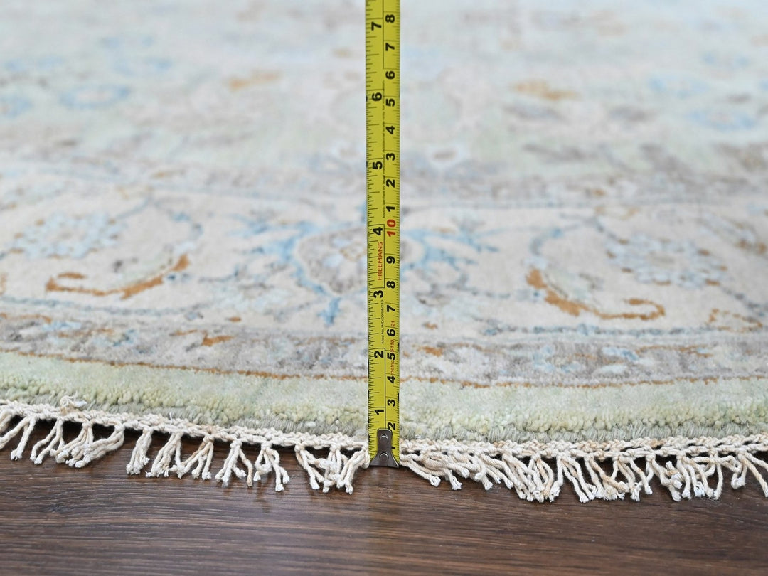 8'0" x 8'2" New Hand Knotted Green Wool Round Oriental Rug - MOA10210587