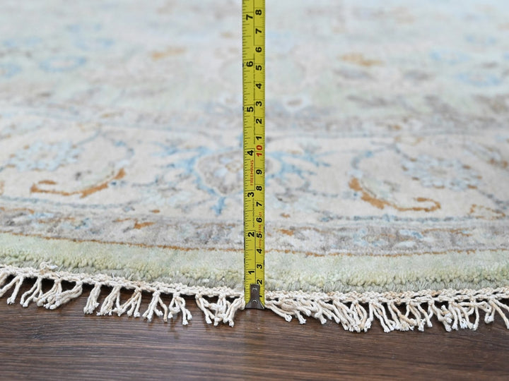 8'0" x 8'2" New Hand Knotted Green Wool Round Oriental Rug - MOA10210587