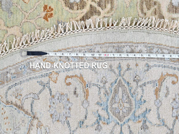 8'0" x 8'2" New Hand Knotted Green Wool Round Oriental Rug - MOA10210587