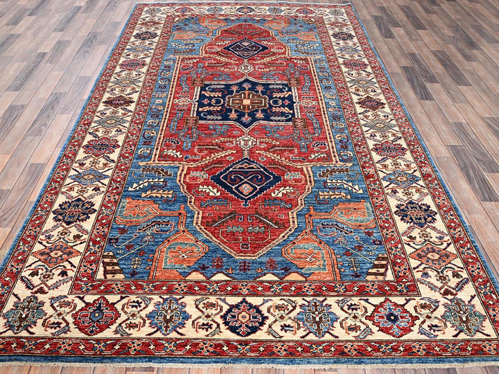 6'1" x 11'7" New Hand Knotted Blue Wool Runner Oriental Rug - MOA1021058