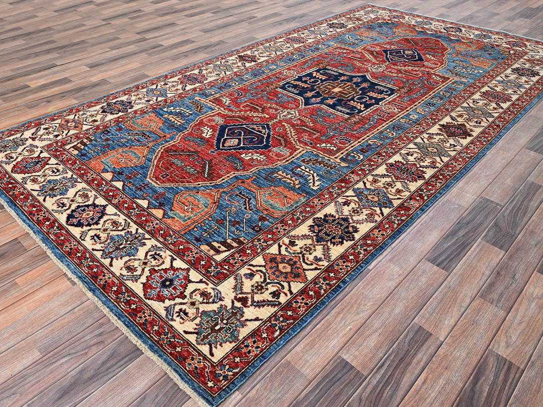 6'1" x 11'7" New Hand Knotted Blue Wool Runner Oriental Rug - MOA1021058