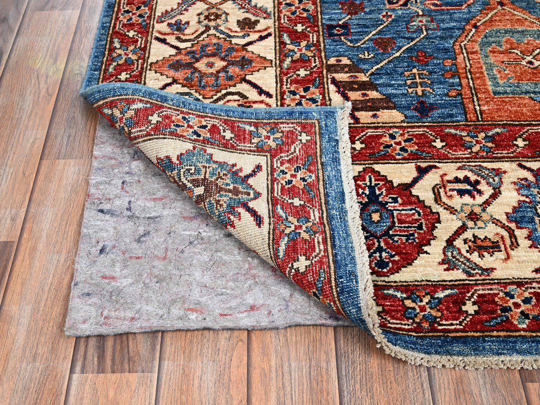 6'1" x 11'7" New Hand Knotted Blue Wool Runner Oriental Rug - MOA1021058