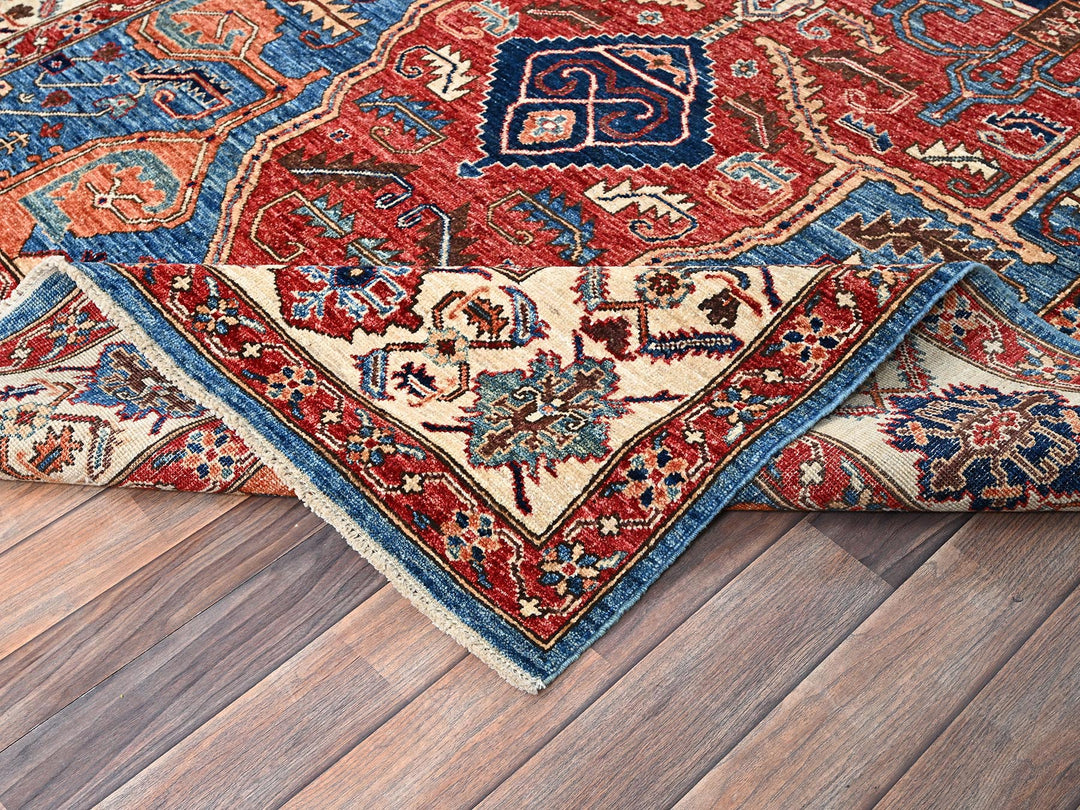 6'1" x 11'7" New Hand Knotted Blue Wool Runner Oriental Rug - MOA1021058