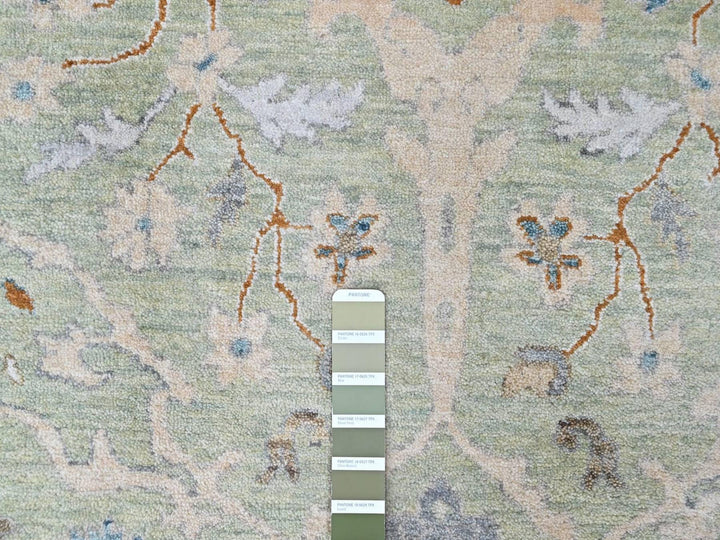 9'1" x 11'10" New Hand Knotted Green Wool Rectangle Oriental Rug - MOA10210590