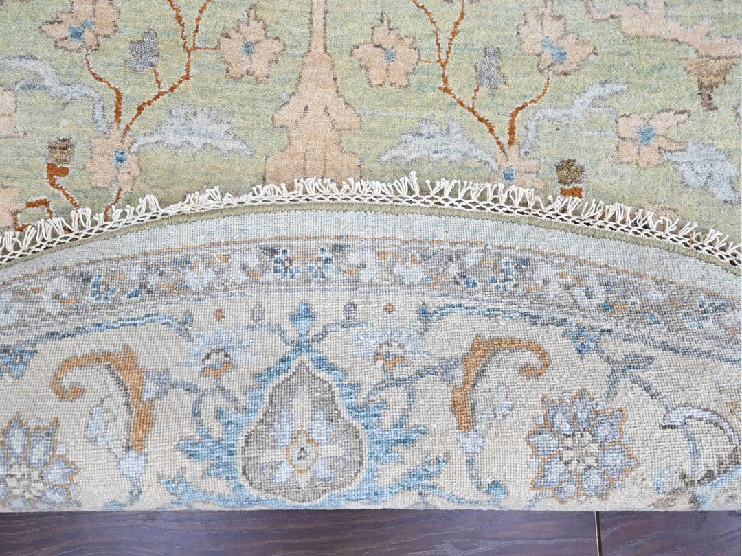 10'0" x 10'0" New Hand Knotted Green Wool Round Oriental Rug - MOA10210591