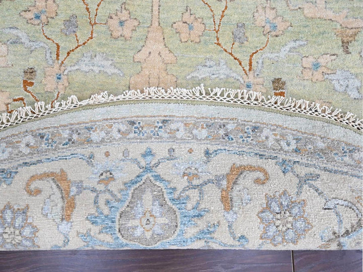 10'0" x 10'0" New Hand Knotted Green Wool Round Oriental Rug - MOA10210591