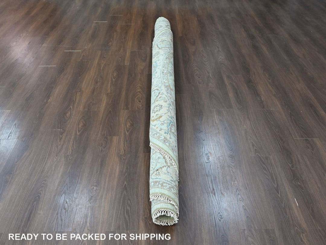 10'0" x 10'0" New Hand Knotted Green Wool Round Oriental Rug - MOA10210591