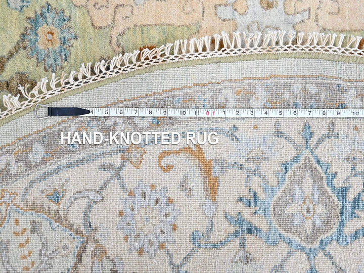 10'0" x 10'0" New Hand Knotted Green Wool Round Oriental Rug - MOA10210591
