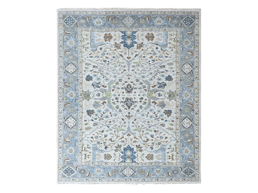 9'0" x 11'8" New Hand Knotted Grey Wool Rectangle Oriental Rug - MOA10210593