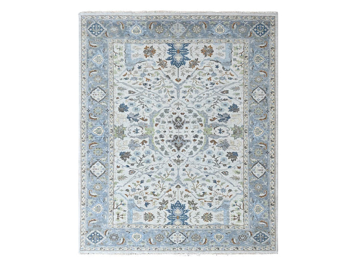 9'0" x 11'8" New Hand Knotted Grey Wool Rectangle Oriental Rug - MOA10210593