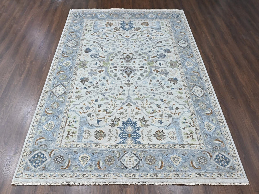 9'0" x 11'8" New Hand Knotted Grey Wool Rectangle Oriental Rug - MOA10210593