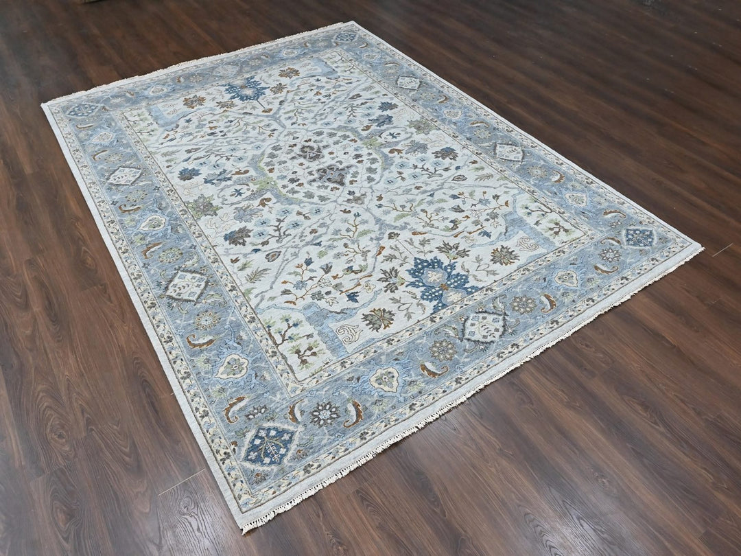 9'0" x 11'8" New Hand Knotted Grey Wool Rectangle Oriental Rug - MOA10210593