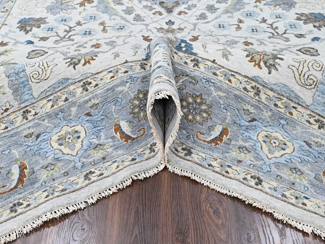 9'0" x 11'8" New Hand Knotted Grey Wool Rectangle Oriental Rug - MOA10210593