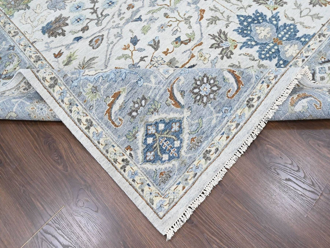 9'0" x 11'8" New Hand Knotted Grey Wool Rectangle Oriental Rug - MOA10210593