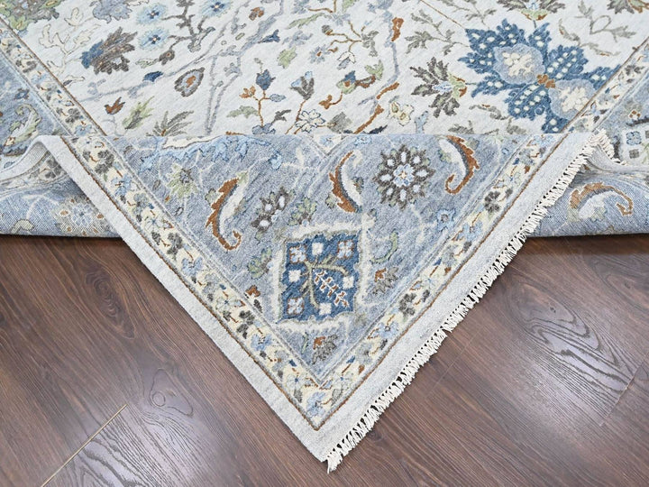 9'0" x 11'8" New Hand Knotted Grey Wool Rectangle Oriental Rug - MOA10210593