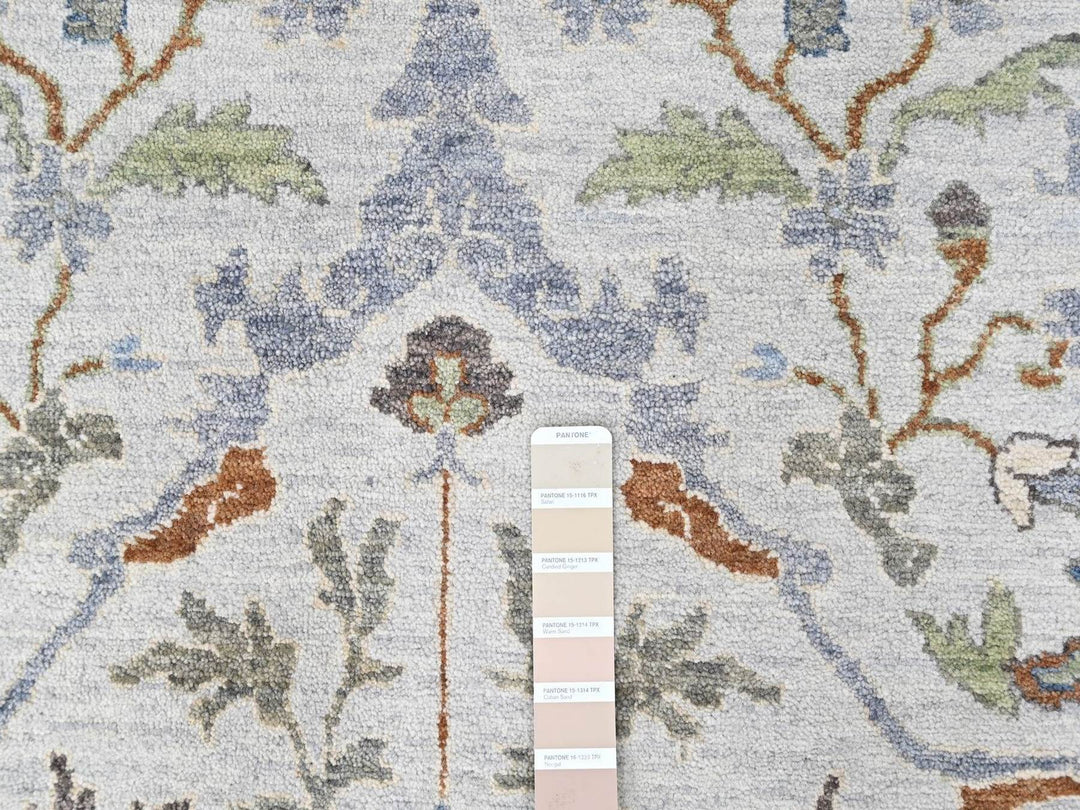 9'0" x 11'8" New Hand Knotted Grey Wool Rectangle Oriental Rug - MOA10210593
