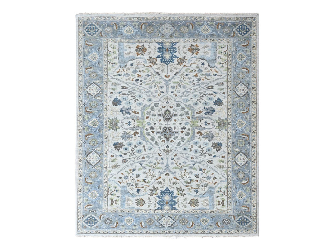9'1" x 12'0" New Hand Knotted Grey Wool Rectangle Oriental Rug - MOA10210594