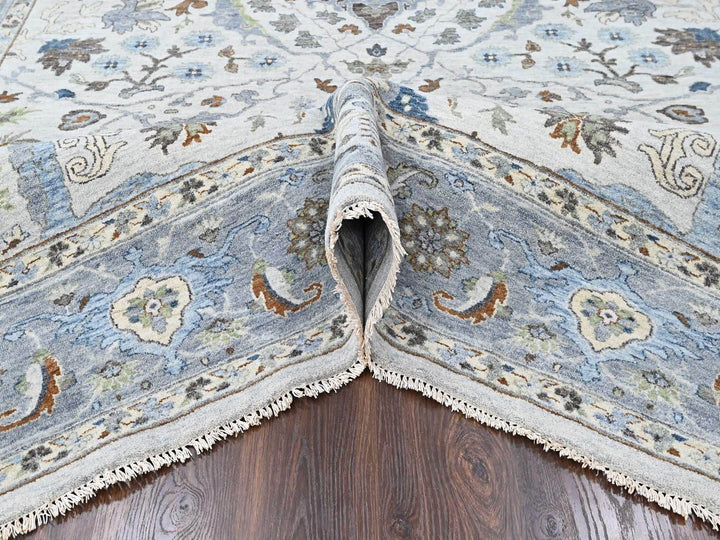 9'1" x 12'0" New Hand Knotted Grey Wool Rectangle Oriental Rug - MOA10210594