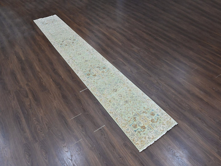 2'6" x 16'0" New Hand Knotted Green Wool Runner Oriental Rug - MOA10210595