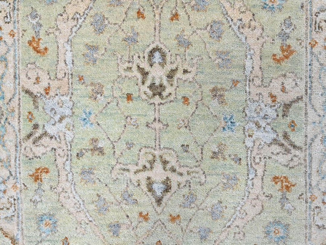 2'6" x 16'0" New Hand Knotted Green Wool Runner Oriental Rug - MOA10210595