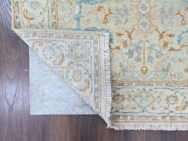4'0" x 8'0" New Hand Knotted Green Wool Runner Oriental Rug - MOA10210597