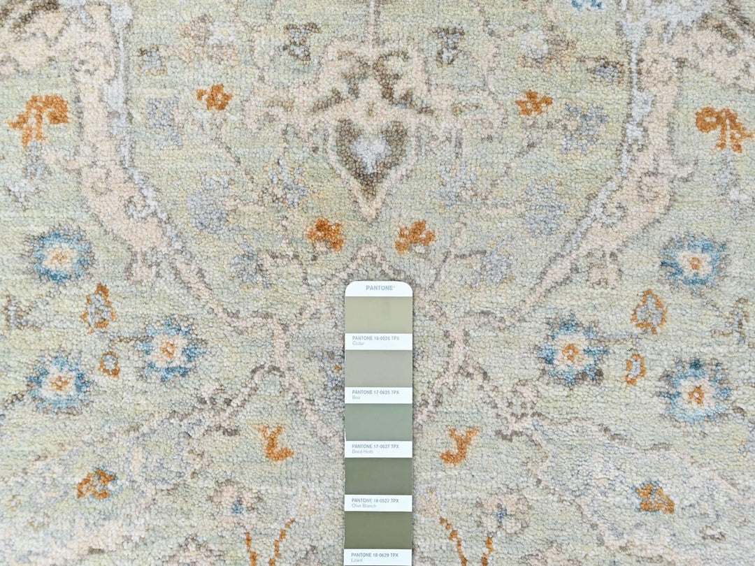 4'0" x 8'0" New Hand Knotted Green Wool Runner Oriental Rug - MOA10210597