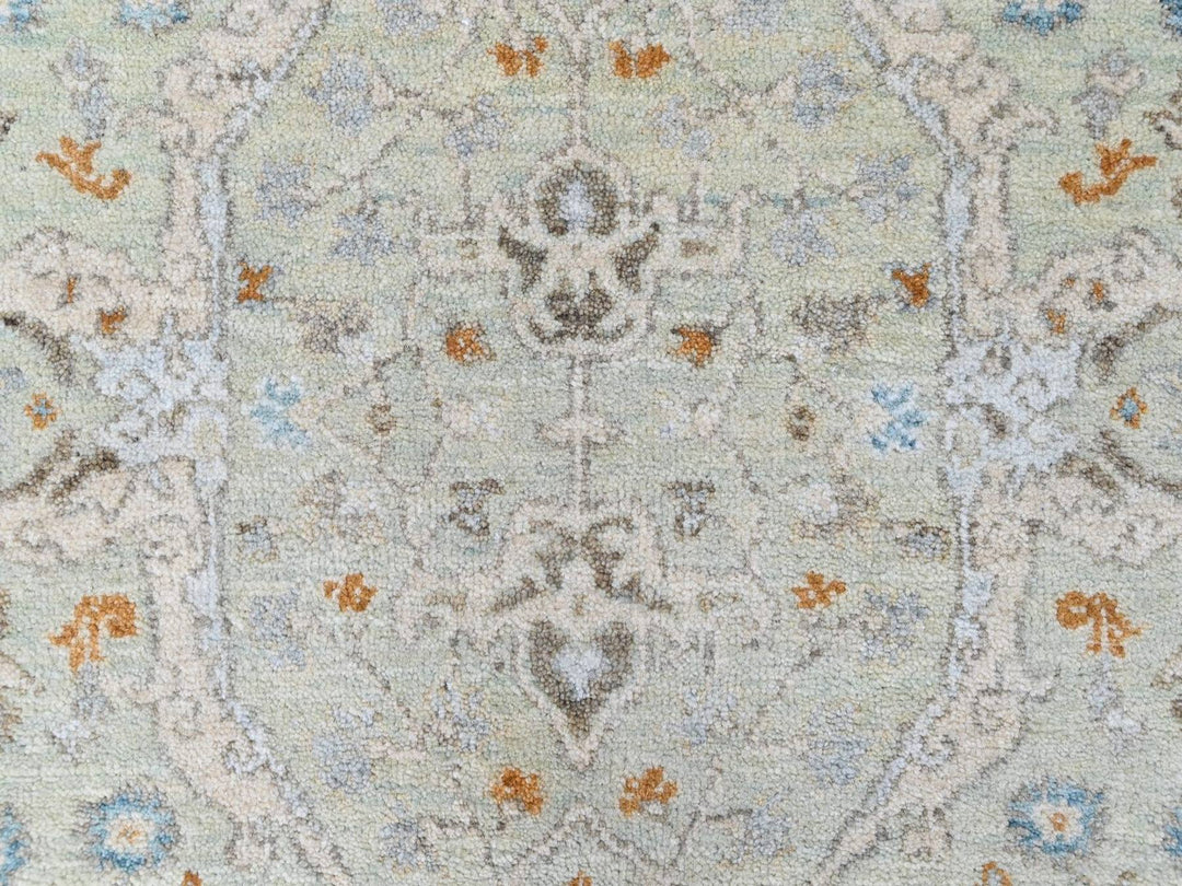 4'0" x 8'0" New Hand Knotted Green Wool Runner Oriental Rug - MOA10210597