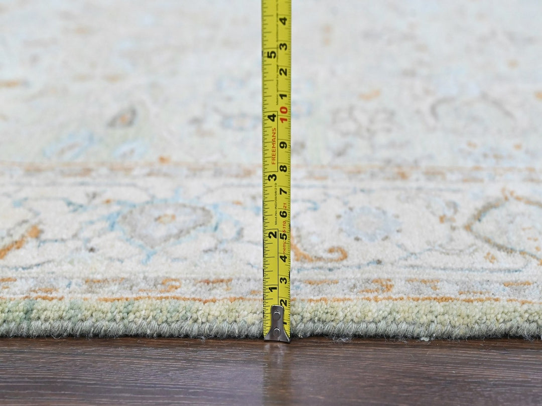 4'0" x 8'0" New Hand Knotted Green Wool Runner Oriental Rug - MOA10210597