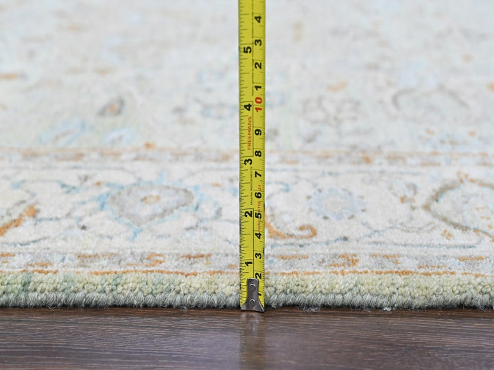 4'0" x 8'0" New Hand Knotted Green Wool Runner Oriental Rug - MOA10210597