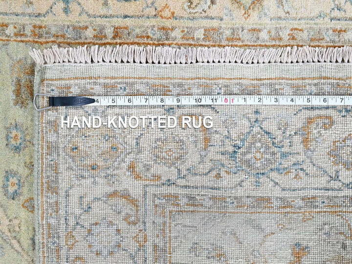 4'0" x 8'0" New Hand Knotted Green Wool Runner Oriental Rug - MOA10210597