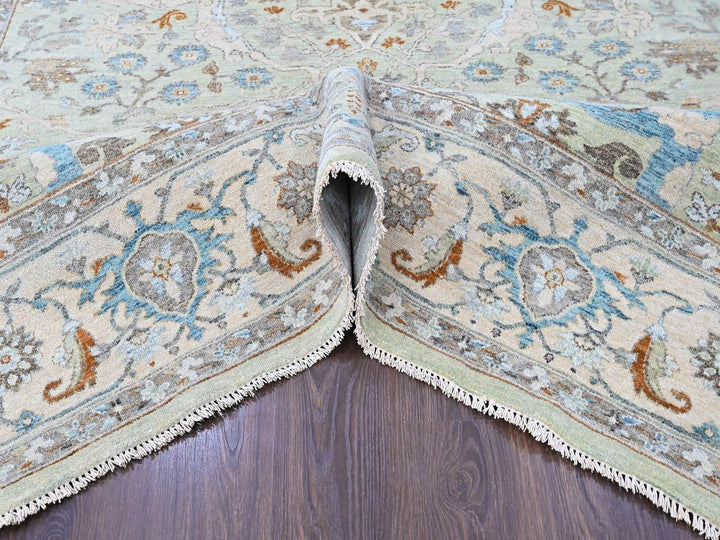 8'1" x 9'10" New Hand Knotted Green Wool Rectangle Oriental Rug - MOA10210598