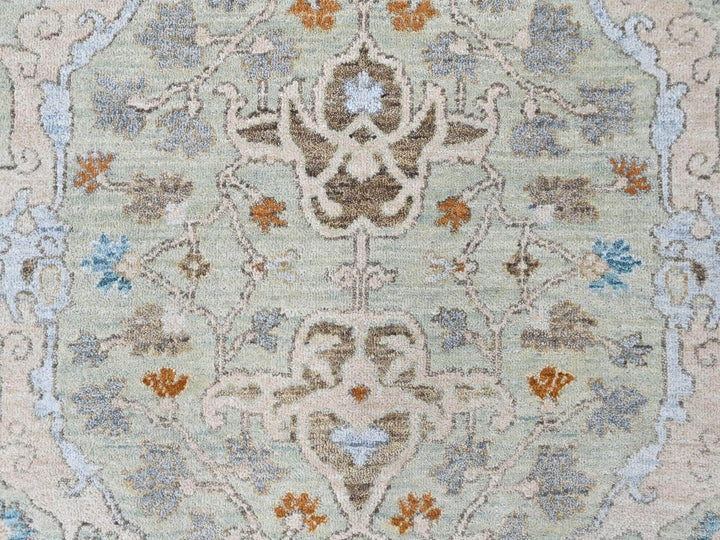 8'1" x 9'10" New Hand Knotted Green Wool Rectangle Oriental Rug - MOA10210598