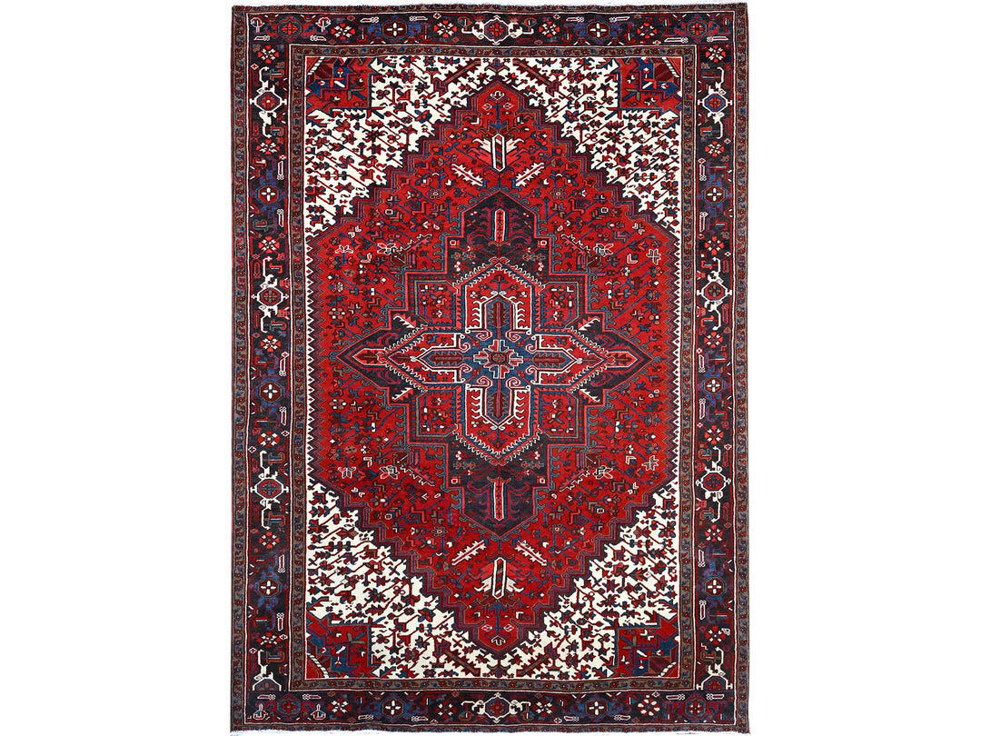 7'9" x 10'8" Vintage Hand Knotted Red Wool Rectangle Oriental Rug - MOA102105