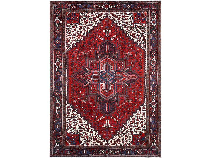 7'9" x 10'8" Vintage Hand Knotted Red Wool Rectangle Oriental Rug - MOA102105