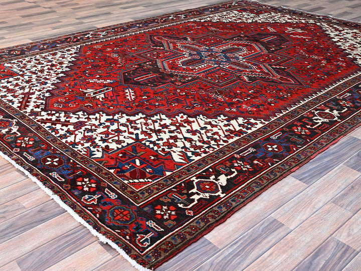 7'9" x 10'8" Vintage Hand Knotted Red Wool Rectangle Oriental Rug - MOA102105