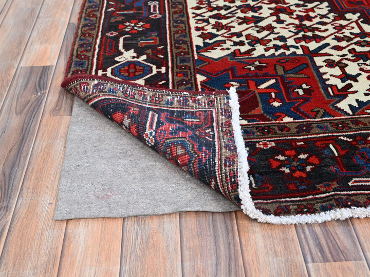 7'9" x 10'8" Vintage Hand Knotted Red Wool Rectangle Oriental Rug - MOA102105