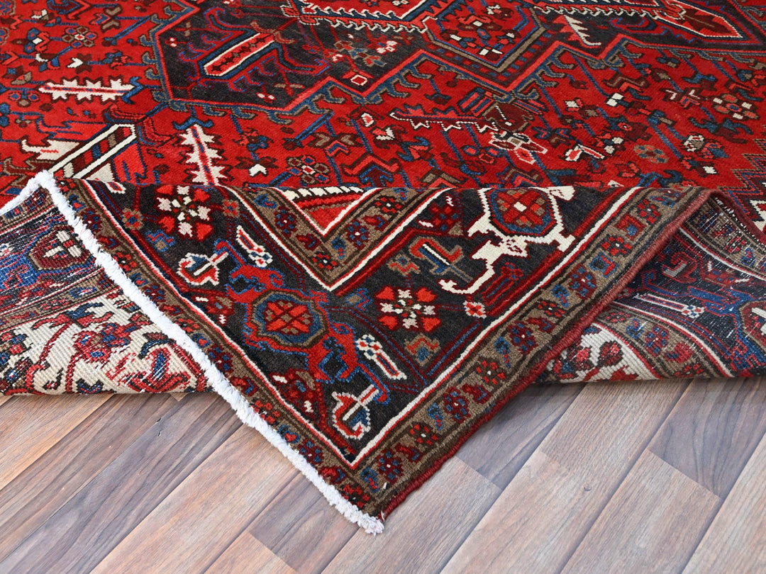 7'9" x 10'8" Vintage Hand Knotted Red Wool Rectangle Oriental Rug - MOA102105