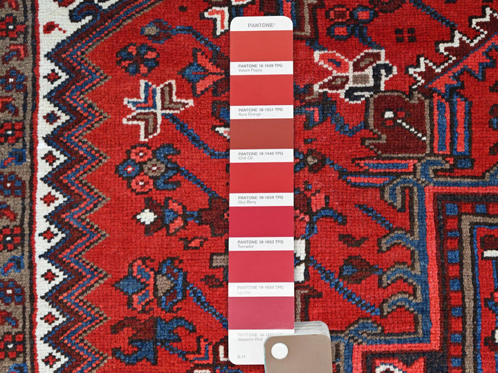 7'9" x 10'8" Vintage Hand Knotted Red Wool Rectangle Oriental Rug - MOA102105