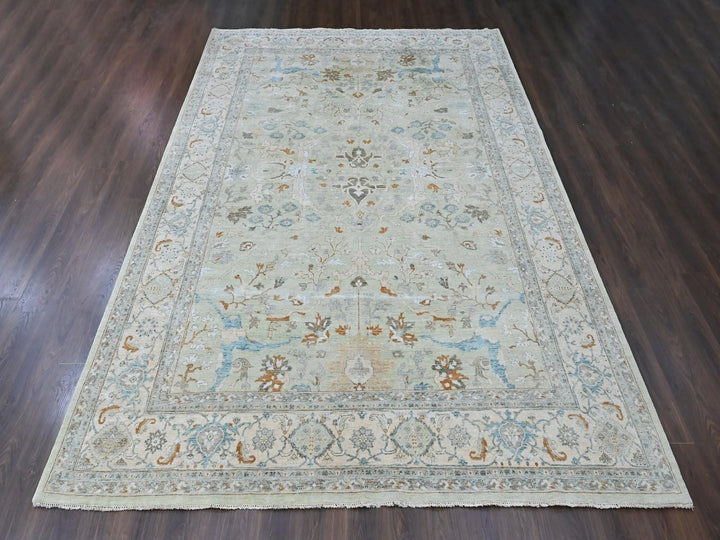 10'0" x 13'10" New Hand Knotted Green Wool Rectangle Oriental Rug - MOA10210600