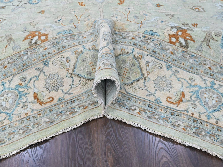 10'0" x 13'10" New Hand Knotted Green Wool Rectangle Oriental Rug - MOA10210600
