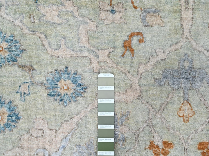 10'0" x 13'10" New Hand Knotted Green Wool Rectangle Oriental Rug - MOA10210600
