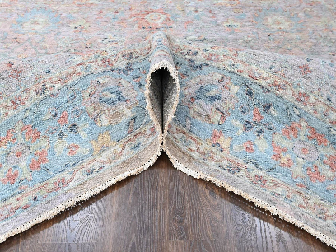 9'0" x 12'0" New Hand Knotted Pink Wool Rectangle Oriental Rug - MOA10210601